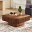 Table basse carrée moderne fabriquée à la main avec piédestal robuste en bois aggloméré, parfaite pour les petits salons et les décors contemporains