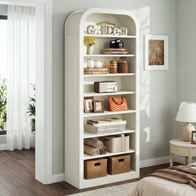 74.02 in. Tall Modern White 8-Tier Bookcase for Bedroom, Home Office