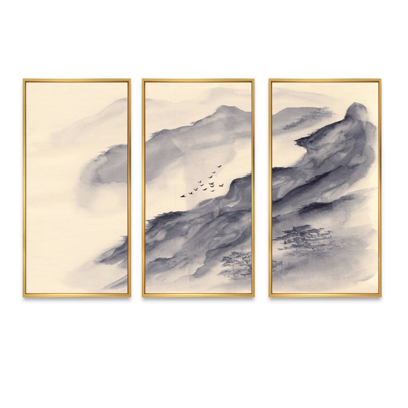 3 pièces, cadre flottant, impression sur toile, Cadre doré, L 36 po x H 20 po