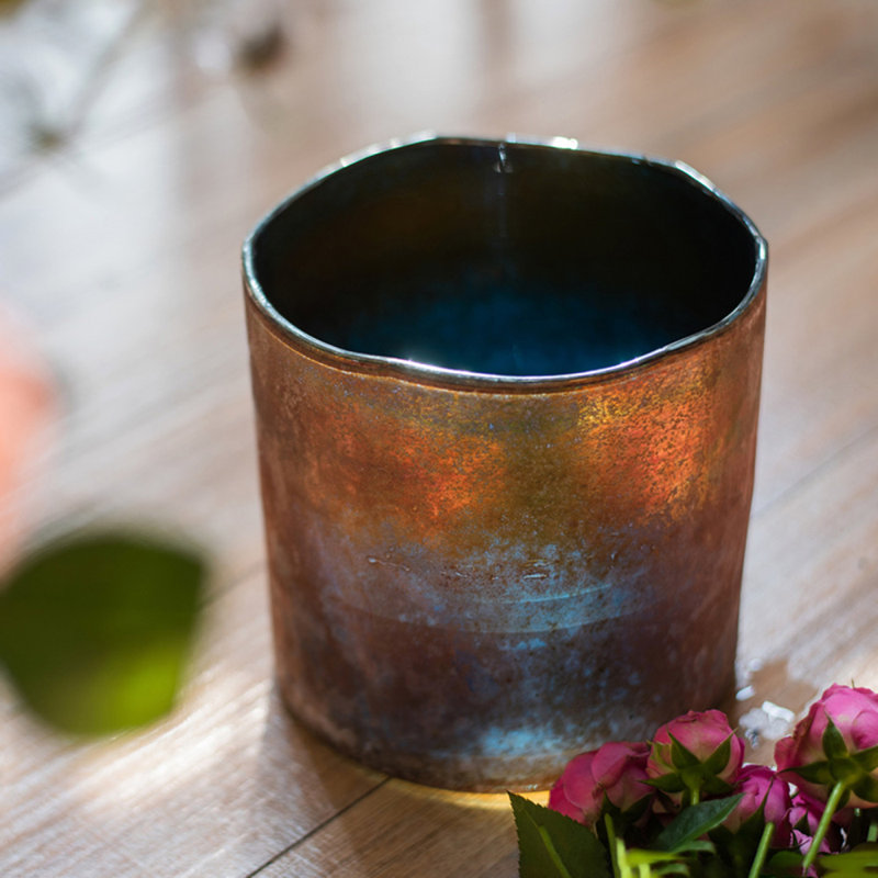 Handmade Glass Table Vase, 3" H x 3" W x 3" D