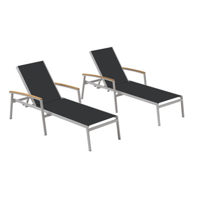 Travira 80" Long Reclining Chaise Lounge Set by Oxford Garden
