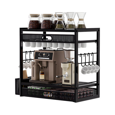 Coffee Capsule Holder And Organizer For Nespresso Keurig Pods With Drawer Storage And Machine Base Stand For Office Desk And Kitchen Countertop