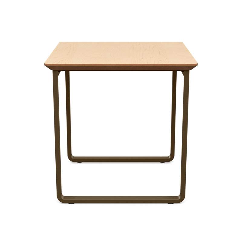 Gansett Waiting Reception End Table Metal Frame 20x20" High Pressure Laminate Top, Natural Maple, Bronze