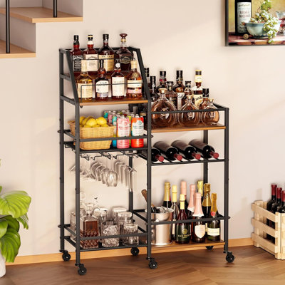 Chariot de bar pour la maison - petit support de bar pour whisky, vin et spiritueux "