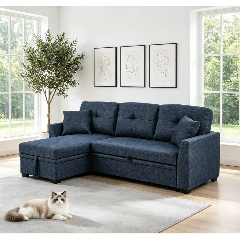 Canapé-lit modulaire en forme de L 84,9 po avec méridienne réversible avec rangement et canapé-lit convertible moderne avec 2 sièges