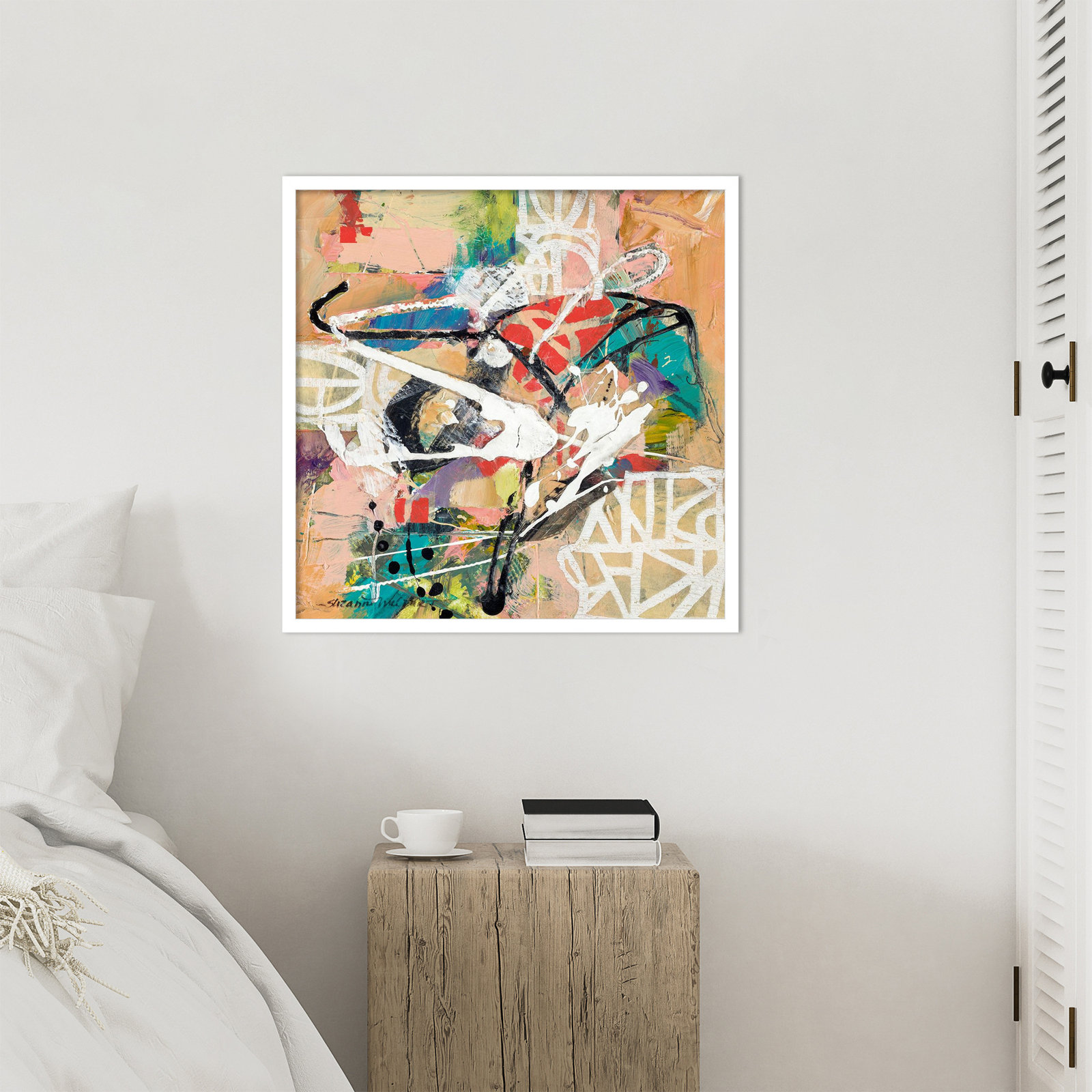 Talk 2 Me by Sutter Wood Framed Wall Art Print, 25" H x 25" W, White