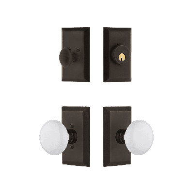 Nostalgic Warehouse Studio Entry Set with White Porcelain Knob