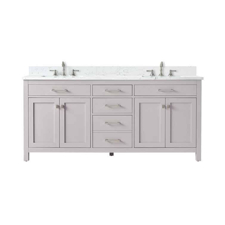 Ajhane 72'' Double Bathroom Vanity with Engineered Stone Top