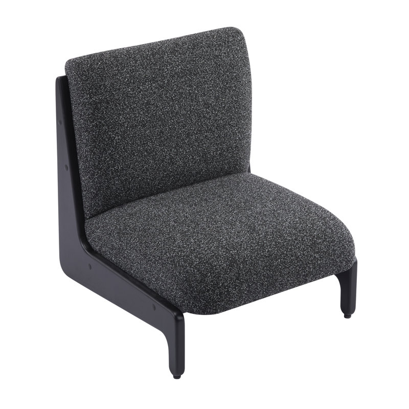 Fauteuils de chambre rembourrés à profil bas, Noir moucheté, Noir