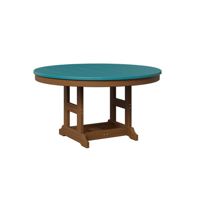 KIDS Outdoor Round Dining Table, Aruba Blue, Natural Teak