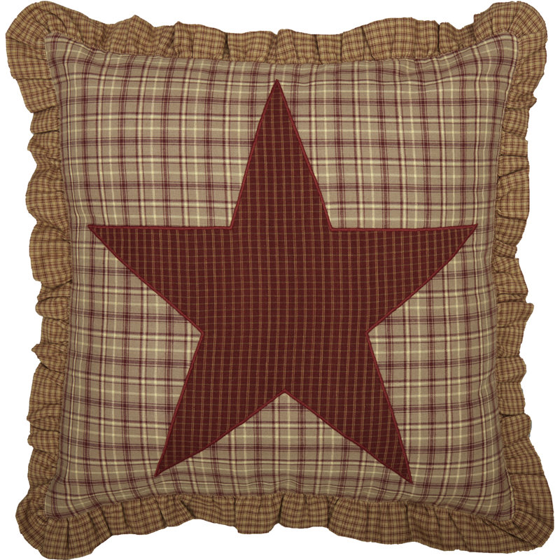 Dawson Star Burgundy and Brown Cotton Square Pillow