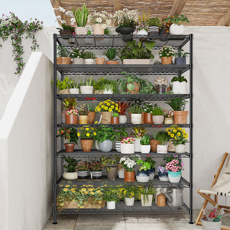 Étagère en fil métallique de 45 po, support de rangement réglable en acier pour le garage, la cuisine et le garde-manger