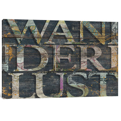 « wanderlusted reclaimed », art textuel sur toile