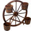 Boîte à fleurs en bois avec roue de chariot