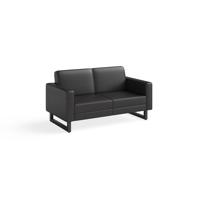Causeuse Mirella, Cuir noir, Noir