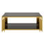 Table basse en verre glamour de 47,5 po Emil avec structure asymétrique en métal et tablette inférieure-126604805-126604808