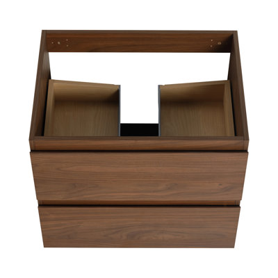 Modern Style 24" Bathroom Vanity With Wood Grain, Floating Design, And Soft-Close Drawer - Stylish Functional In Brown Oak, Smooth 2/3 Extension Slides Grain Design Easy To Maintain