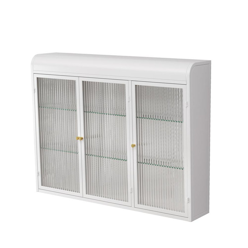 Elegant 3-Door Arched Cabinet, White