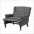 Recliners, Oversized Tufted Wingback Fabric Push Back with Nailhead Trim | Charcoal Fabric-724116368