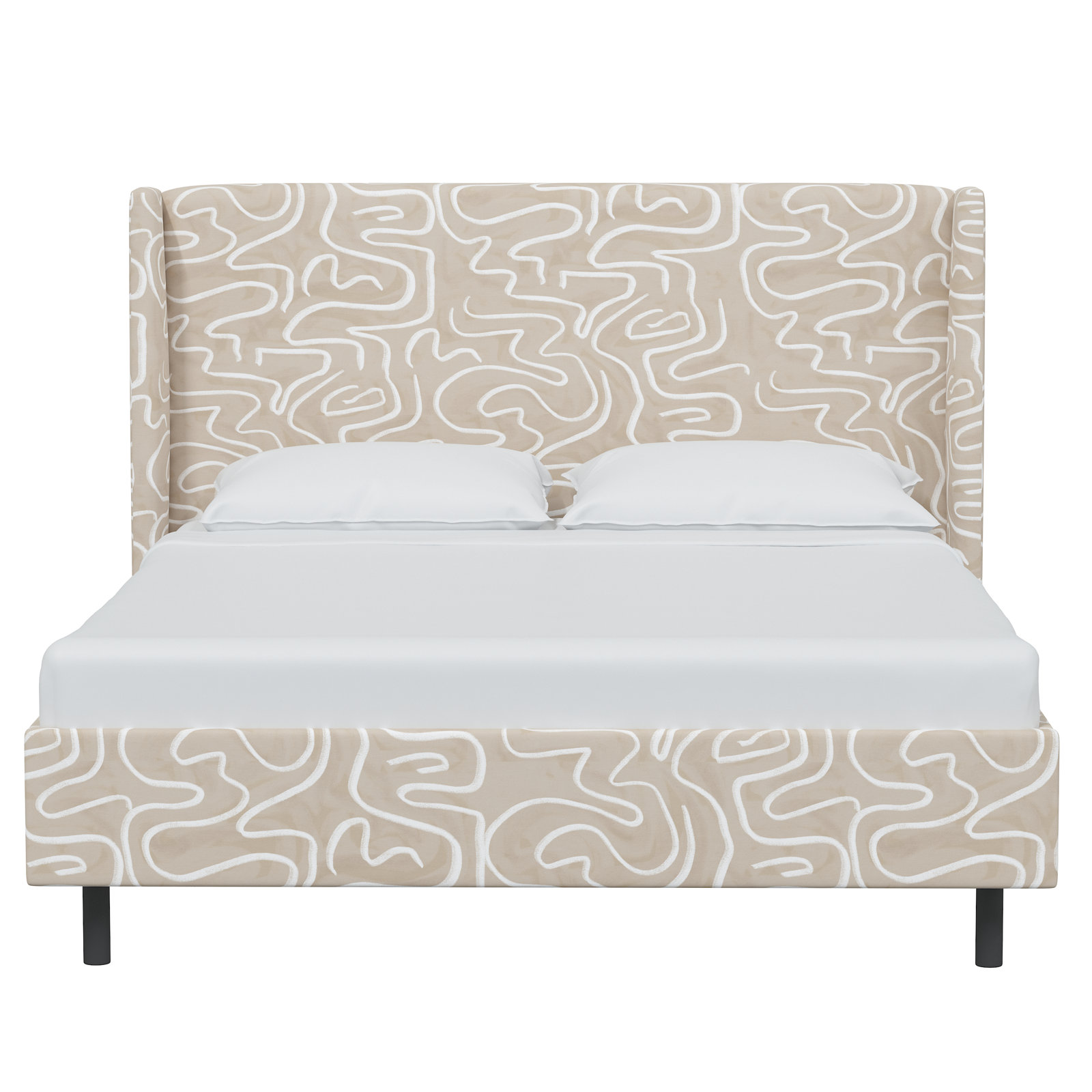 Lapa Wingback Bed, Twin, Evelyn Natural Asbtract