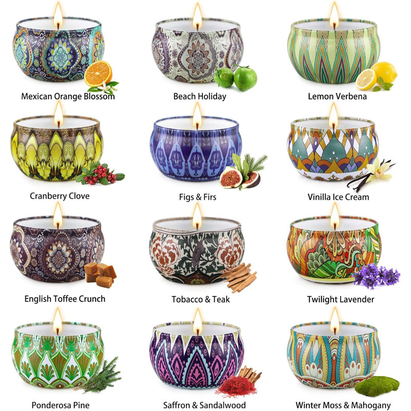 Ensemble de 12 bougies parfumées