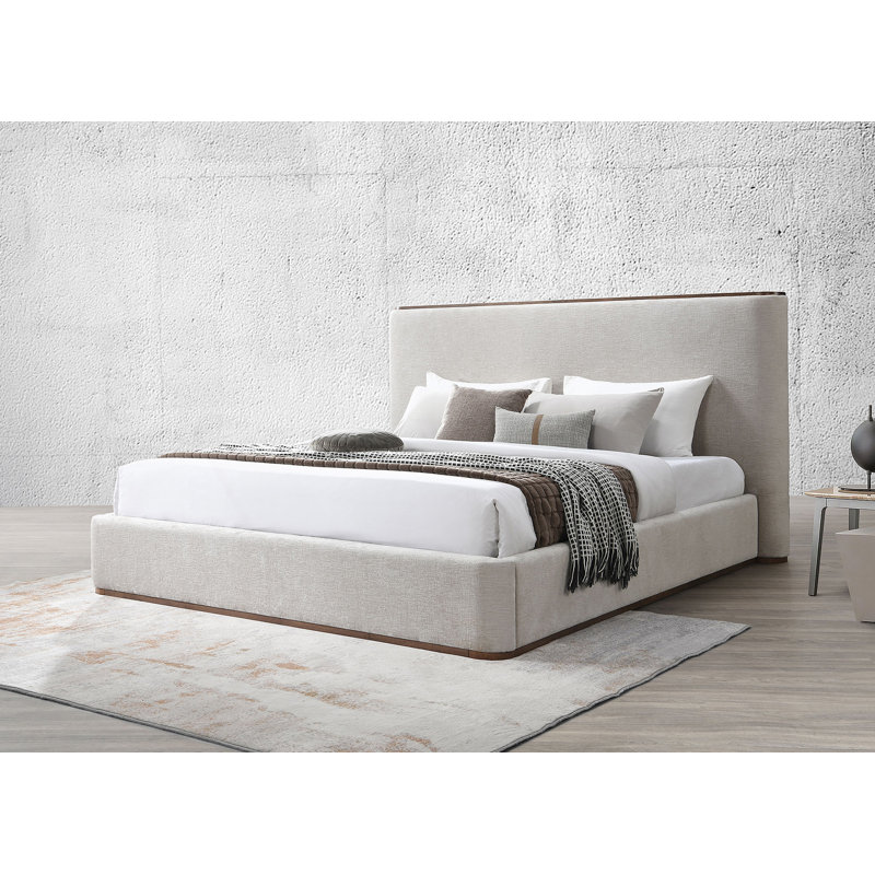 Grand lit Orane en tissu gris