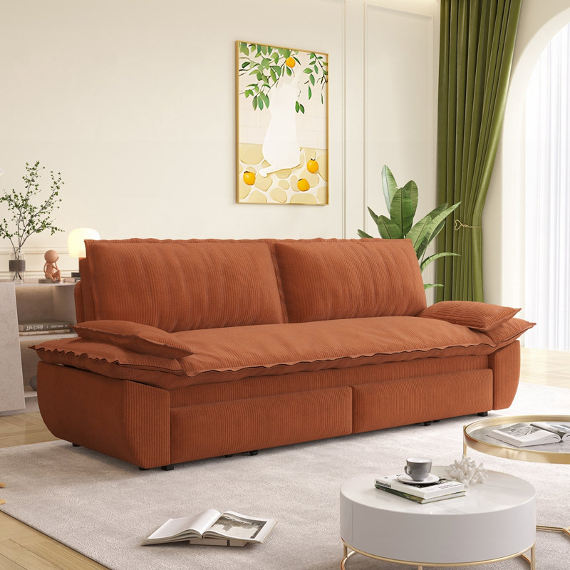 Canapé-lit escamotable grand 73,2 po, Orange