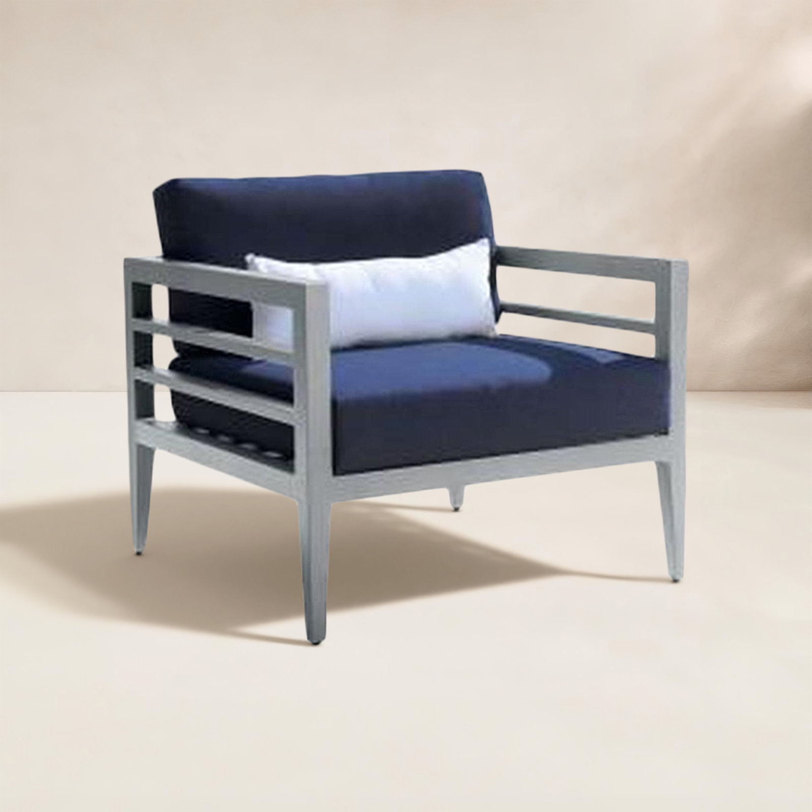 Winthrop Sunbrella® Patio Armchair, Gray Frame/Navy Cushion