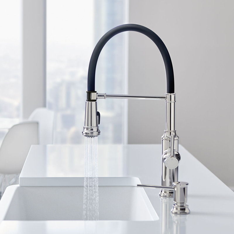 Robinet de cuisine semi-pro à double jet Empressa - nickel poli, Nickel poli
