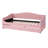 Twin Size Upholstered Daybed with Twin Trundle & Light, Velvet Platform Bed for Bedroom Sleepovers, Pink-119296665-119296666