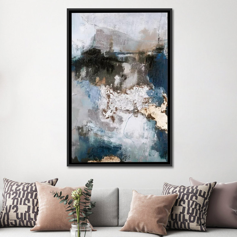 Chute d'eau - reproduction d'art sur toile tendue, H 60 po x l 40po x P 1,5 po, Toile avec cadre noir