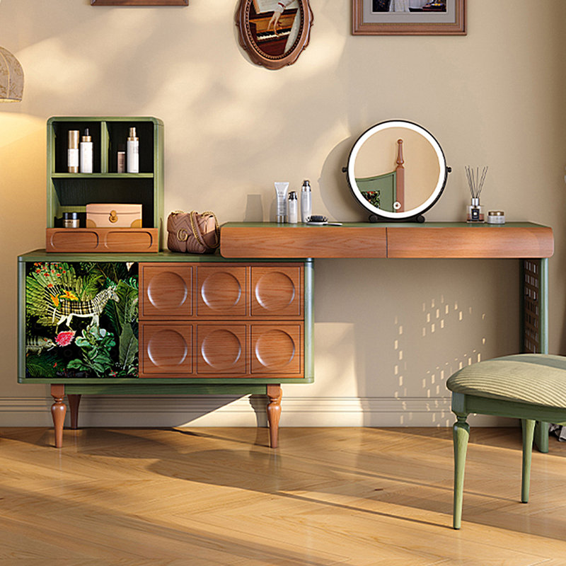 43.31"Green Minimalist Solid Wood Dressing Table