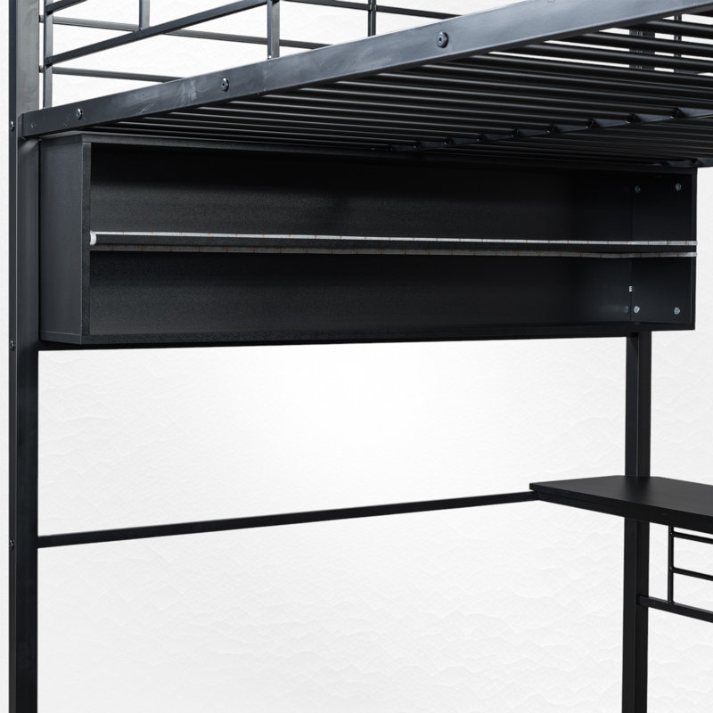 Metal Loft Bed With Built-In Desk, Full