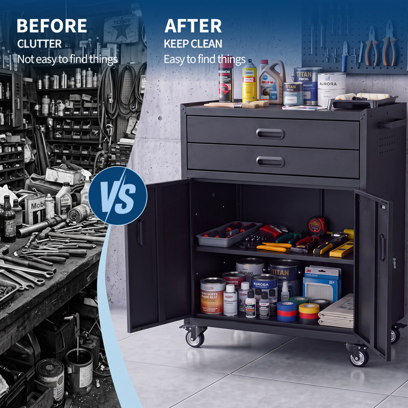Coffre à outils à 5 tiroirs, armoire de rangement mobile en métal, gris - Gardez tous les outils à portée de main