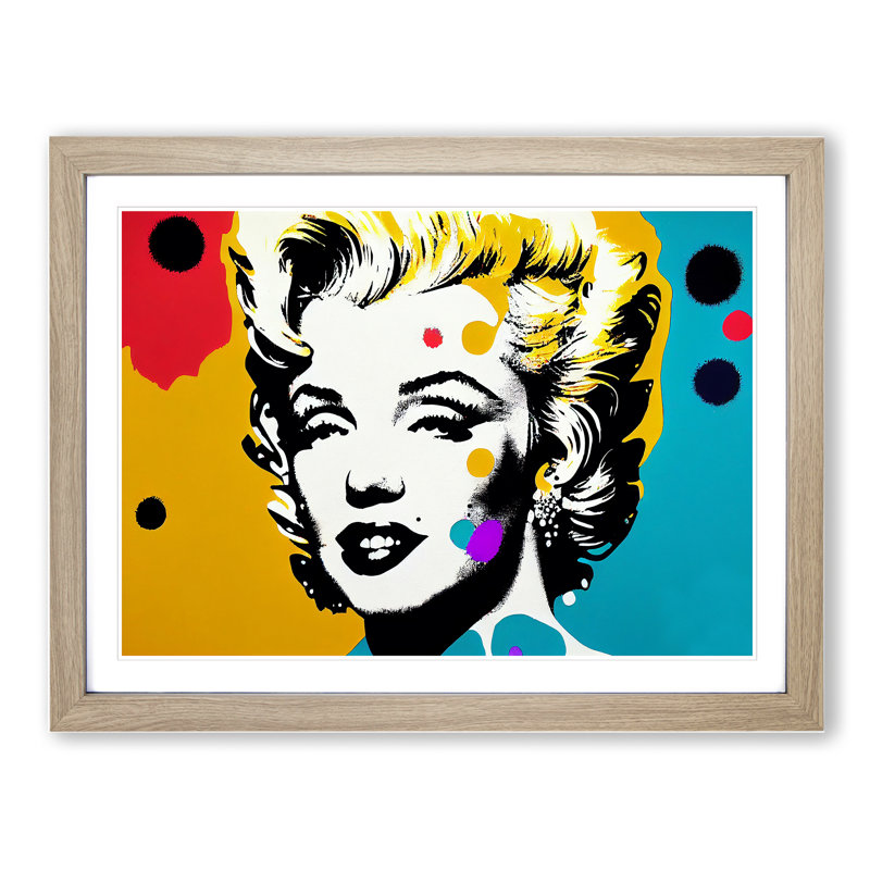 Pop Marilyn Monroe 1 Piece Single Picture Frame Wall Art, 34cm H x 46cm W x 2cm D, Oak
