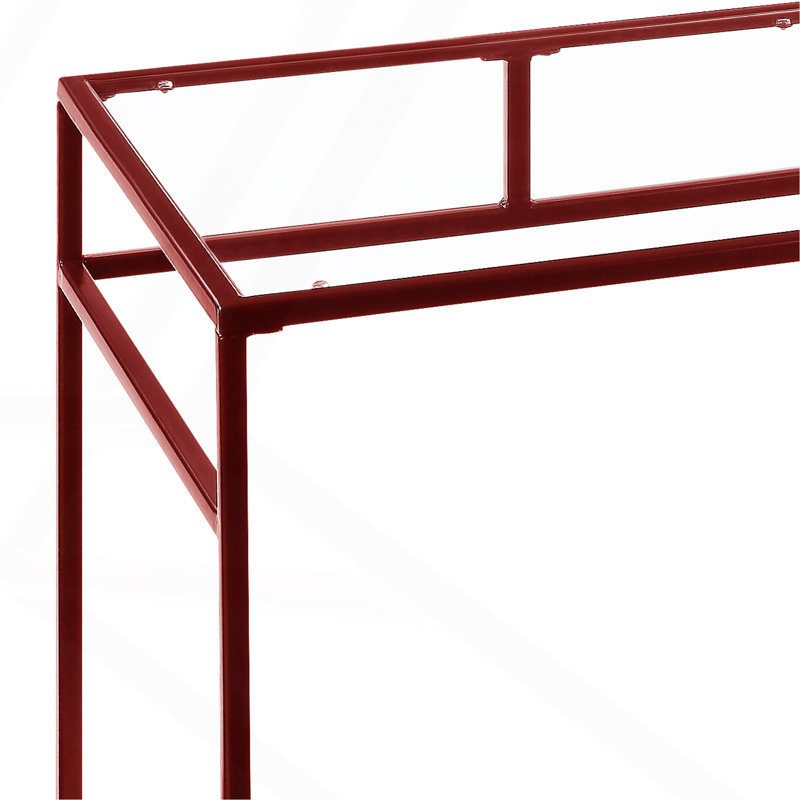 Glass Top & Red Finish Writing Desk, Red