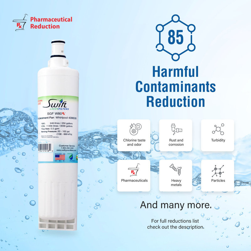 Swift Green Filters SGF-W10 Rx Compatible Refrigerator Water Filter for 4396701, EDR6D1, FILTER 6, 46-9915, CLCH125, EFF-6001A, Made in USA-3 Pack