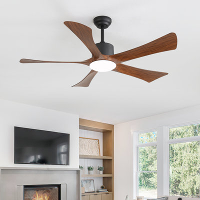 Ferrete 52" Indoor Ceiling Fan With Led Light And Remote, Modern 5-Blade Design Ceiling Fans for Living Room