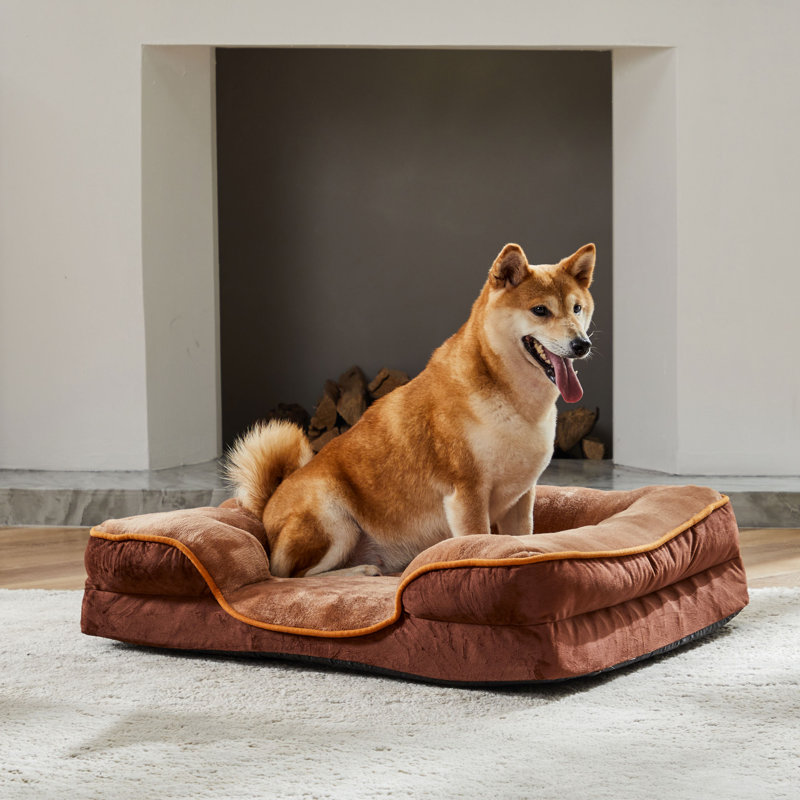 Lit rectangulaire apaisant pour chiens et chats, canapé pour animaux, Très très grand (l 36 po x P 36 po x H 8 po), Brun
