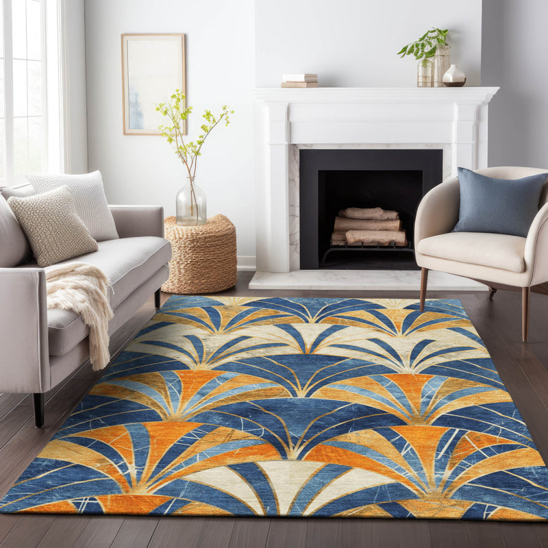 Machine Washable Indoor/Outdoor Kimberlin ACN2178 Geometric Rug, Rectangle 2'6" x 3'10"