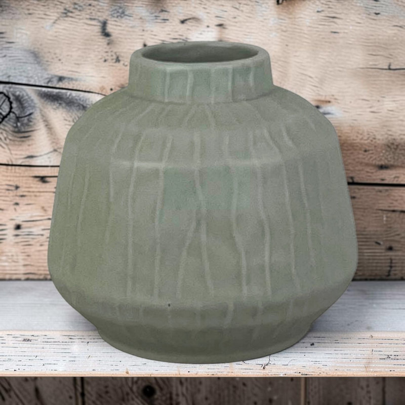 Glazed Pistachio Ceramic Vase 10cm, 14cm H x 11cm W x 11cm D