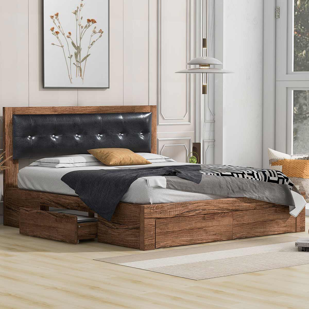 Loon Peak Jawahir Vegan Leather Platform Storage Bed | Wayfair