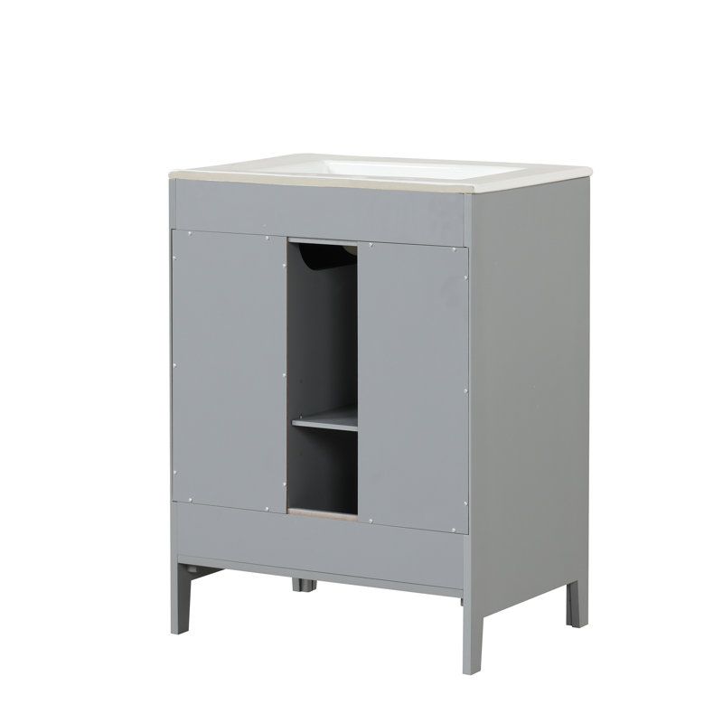 Meuble-lavabo 24 po avec comptoir en céramique, Gris