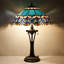 Lampe de table Tiffany en verre teinté bleu 16 x 16 x 24 pouces