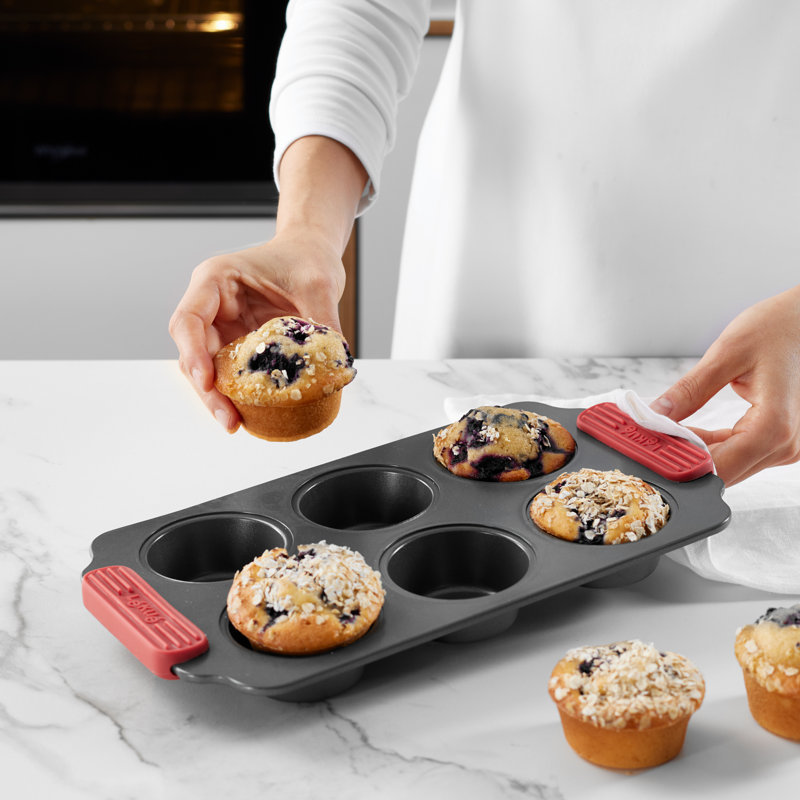 Lékué 6 Cup Non-Stick Steel Muffin Pan with Lid