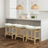 24inch Wooden Backless Saddle Counter Height Barstools Wide Seat Comfortable For Kitchen Island