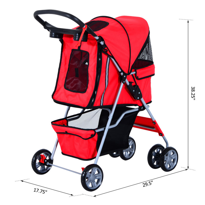 Poussette standard pliante, Rouge