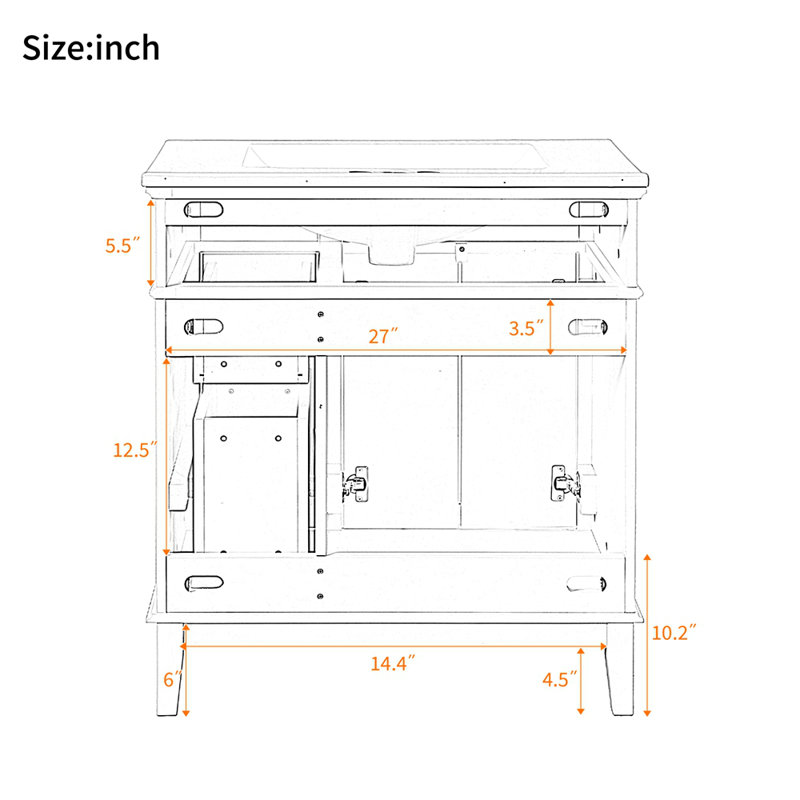 Meuble-lavabo 30 po avec lavabo en céramique, Bleu