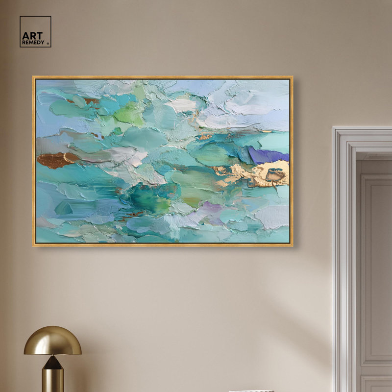 "Azure Tide IV", impression murale sur toile par Art Remedy, cadre doré, 45 x 30, H 31 po x l 46 po, Cadre doré