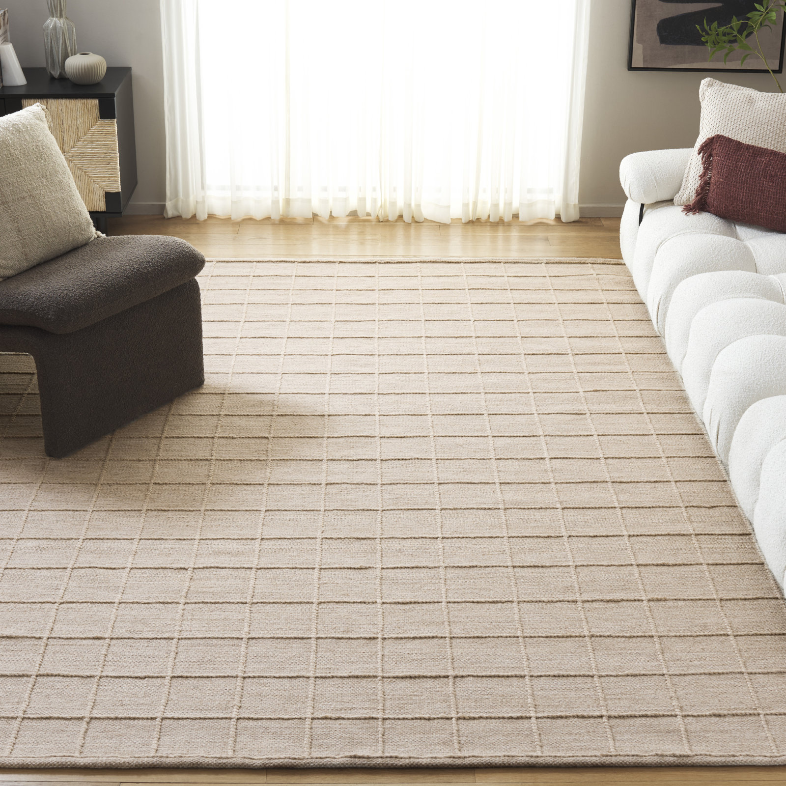 Natura 785 Hand Woven Wool/Cotton Geometric Rug in Beige, Rectangle 8' x 10'